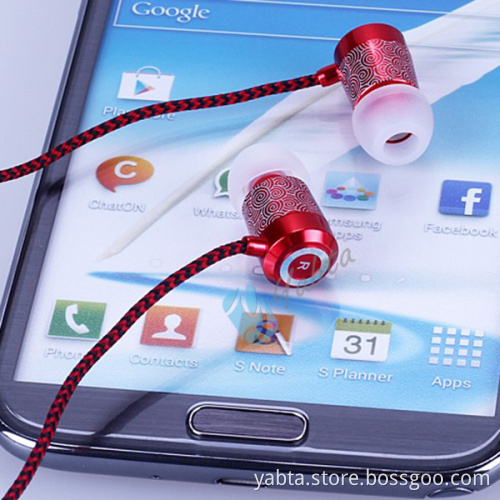 Yabta Laser CLOUD Pattern Stereo Metal Case Earphone Wired Braided Eaphone